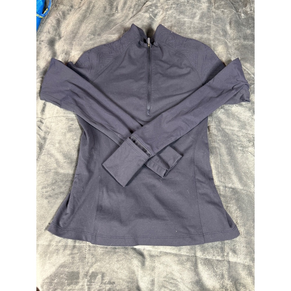 Lululemon Quarter Zip Pullover Top Size 2 Navy Blue Athletic Long Sleeve‎